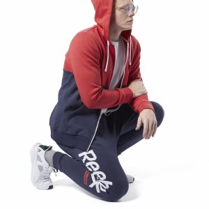 Spodnie Męskie Reebok Training Essentials Logo Jogger Granatowe PL 49GHWTN